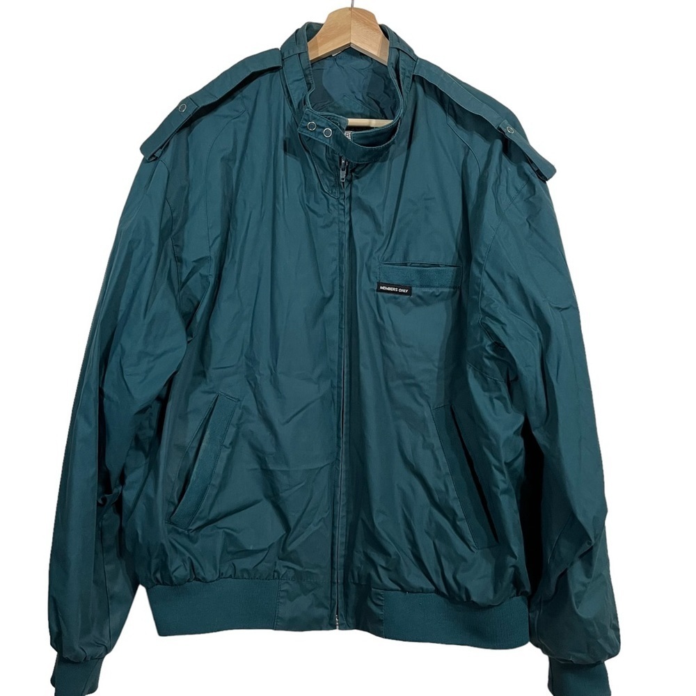 MEMBERS Only Turquoise Vintage Racer Jacket 80s 90s Size L